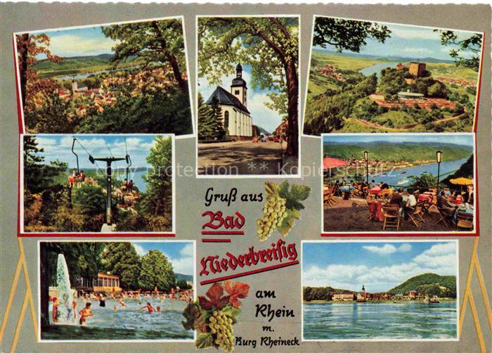 Bad Niederbreisig Panorama Kirche Sessellift Bergrestaurant Café Burg Rheineck F