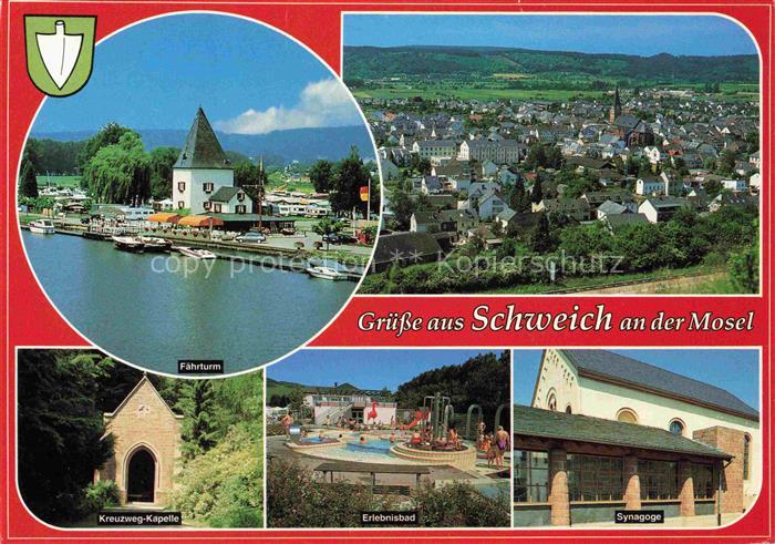 Schweich Mosel Faehrturm Panorama Kreuzweg-Kapelle Erlebnisbad Synagoge