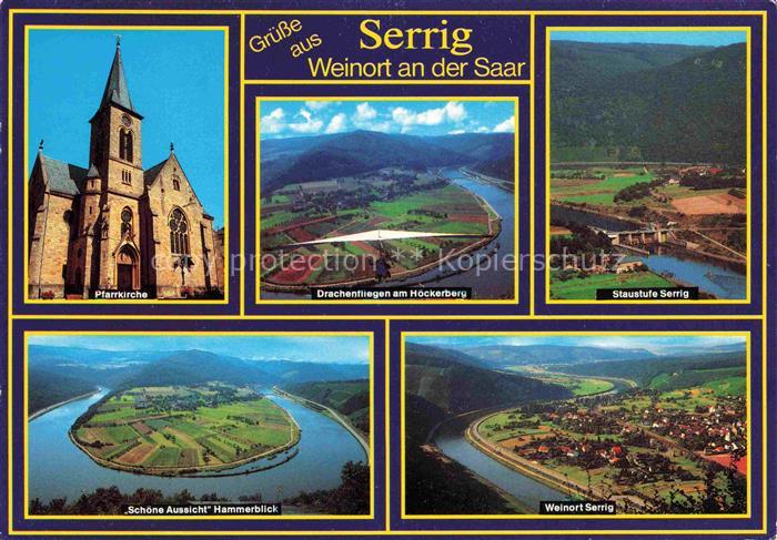 Serrig Panorama Weinort an der Saar Luftaufnahme Drachenfliegen am Hoeckerberg S