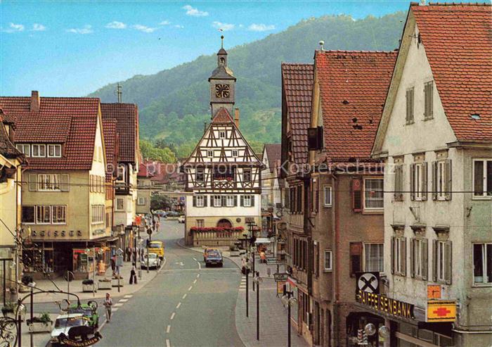 Kuenzelsau Hauptstrasse mit Rathaus