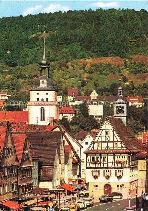 Kuenzelsau Obere Stadt Hauptstrasse Rathaus Kirche