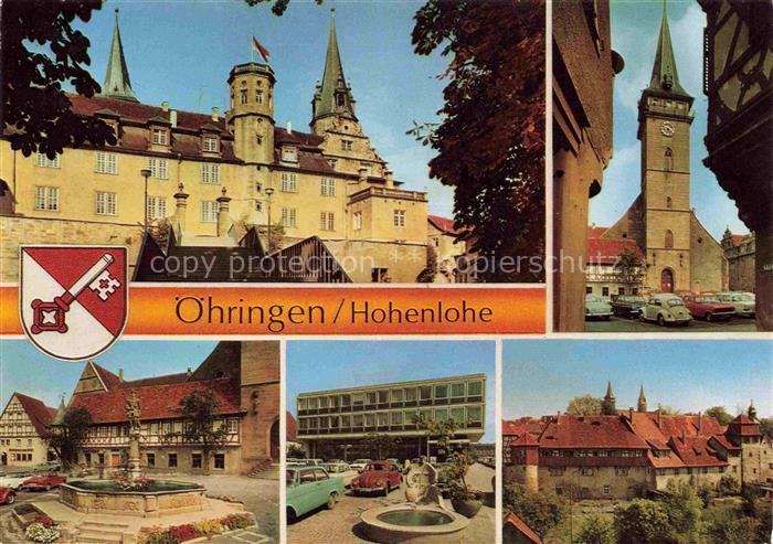 oehringen  Hohenlohe Schloss Stiftskirche Ortszentrum Brunnen
