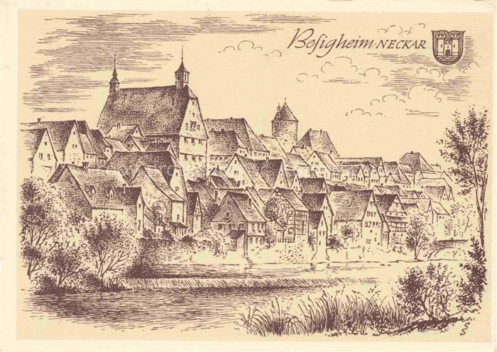 Besigheim Ludwig Schaefer-Grohe Kuenstlerkarte Wuerttembergische Staedtebilder a