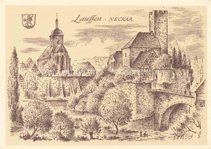 Lauffen Neckar Heilbronn BW Ludwig Schaefer-Grohe Kuenstlerkarte Wuerttembergis