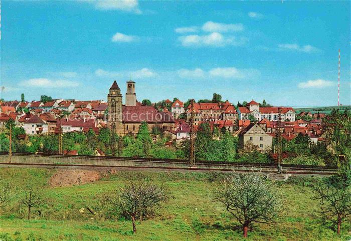 Muehlacker Ansicht mit Pauluskirche St. Josephskirche Sender Eisenbahn