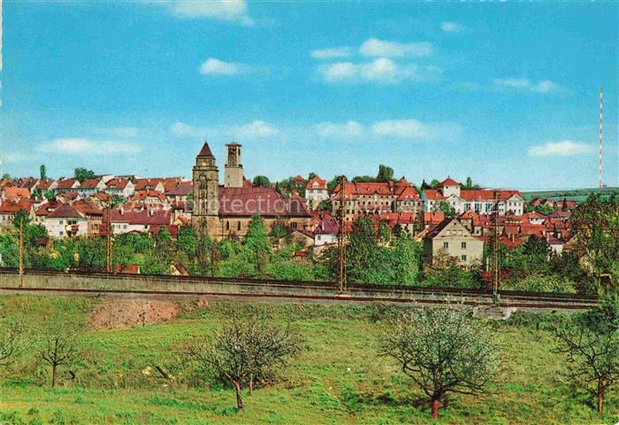 Muehlacker Ansicht mit Pauluskirche St. Josephskirche Sender Eisenbahn