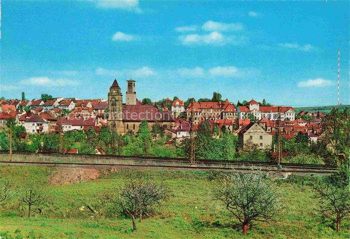 Muehlacker Ansicht mit Pauluskirche St. Josephskirche Sender Eisenbahn