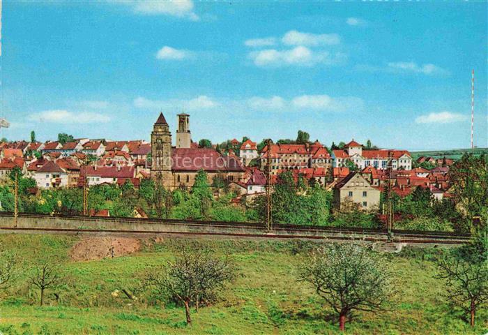 Muehlacker Ansicht mit Pauluskirche St. Josephskirche und Sender Eisenbahn