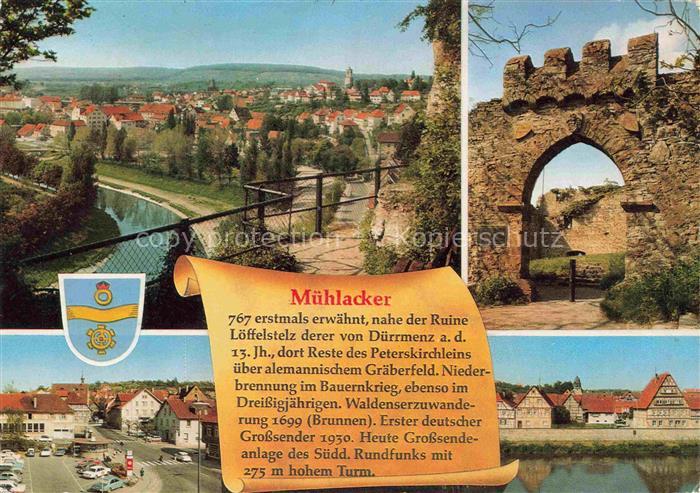 Muehlacker Stadtpanorama Blick ueber die Enz Burgruine Stadtzentrum Historie