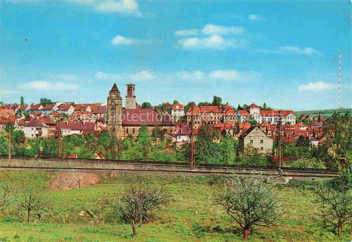 Muehlacker Stadtansicht mit Kirchen und Sender Eisenbahn