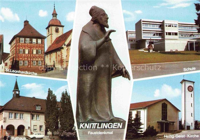 Knittlingen Enzkreis BW St. Leonhardkirche Rathaus Faustdenkmal Schule Heilig-Ge