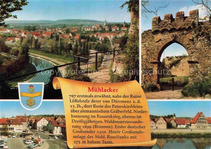 Muehlacker Teilansichten Burgruine Stadtpanorama mit Enz Historie