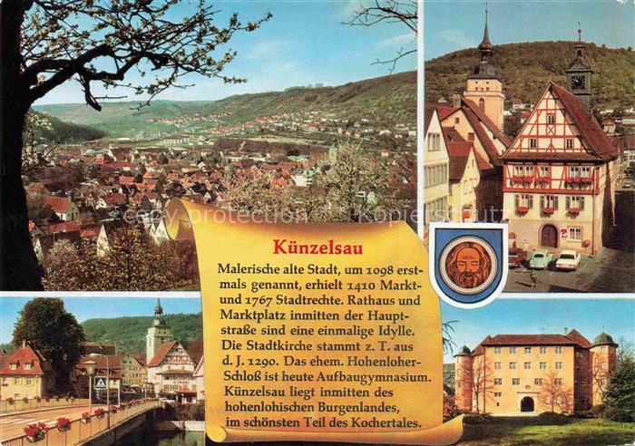 Kuenzelsau Stadtpanorama Altstadt Bruecke Schloss Historie