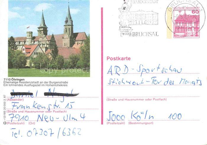 oehringen  Hohenlohe Ehemalige Residenzstadt an der Burgenstrasse