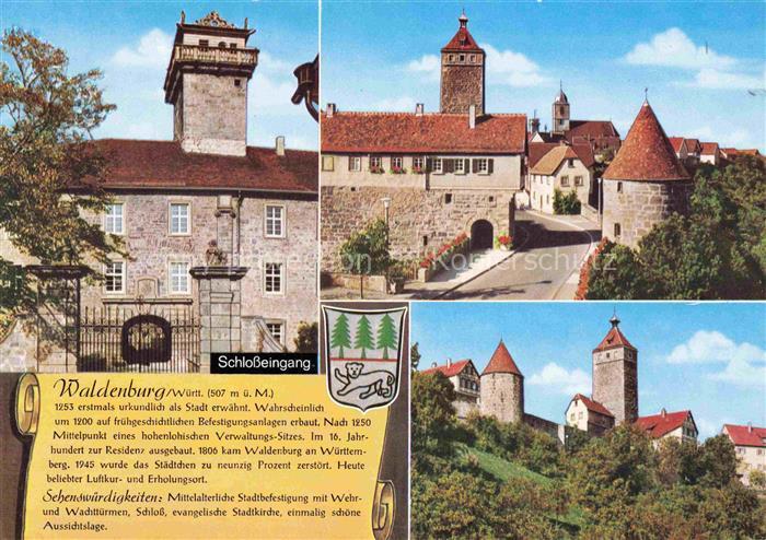 Waldenburg Hohenlohekreis BW Schlosseingang Wehrturm Kirche