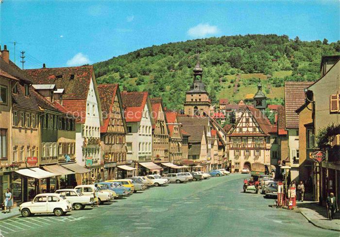 Kuenzelsau Hauptstrasse mit Rathaus und Kirche