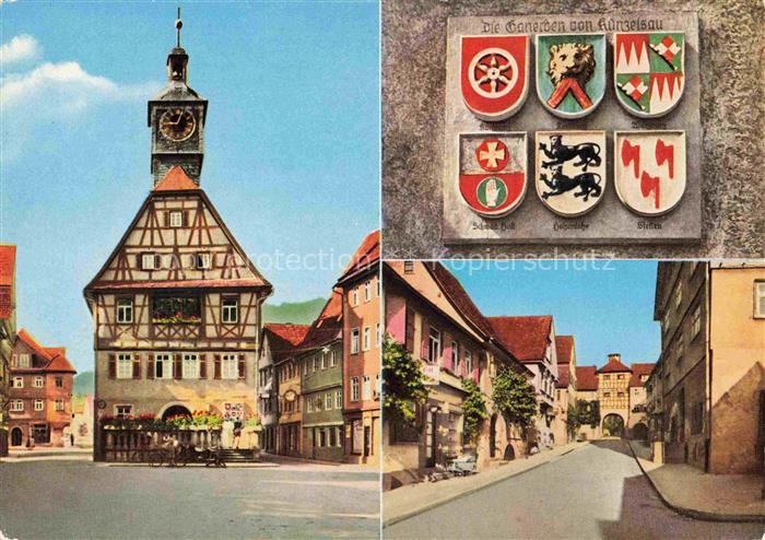 Kuenzelsau Rathaus Fachwerkbau Wappen Malerische Schnurgasse