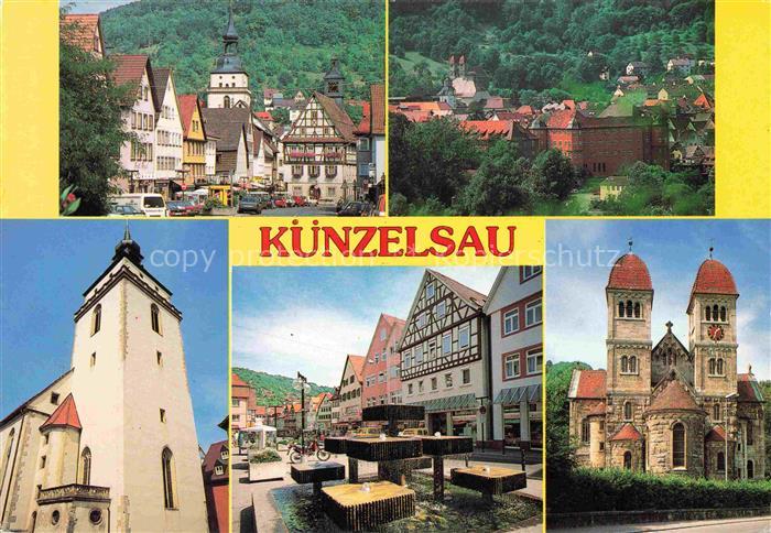 Kuenzelsau Motive Stadtzentrum Brunnen Kirche Schloss