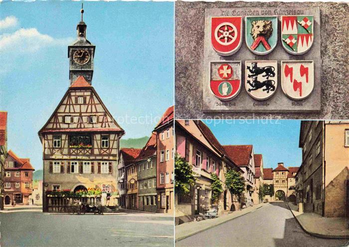Kuenzelsau Rathaus Fachwerkbau Wappen Malerische Schnurgasse