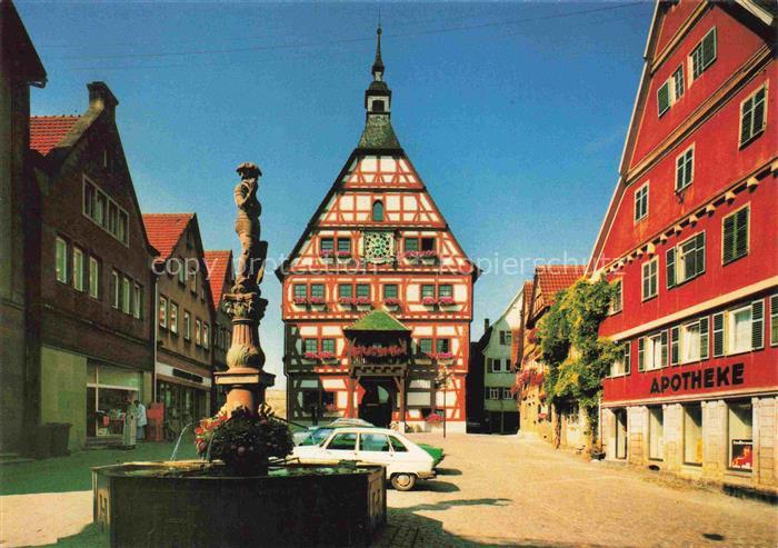 Besigheim Brunnen Rathaus Apotheke Altstadt Fachwerkhaeuser