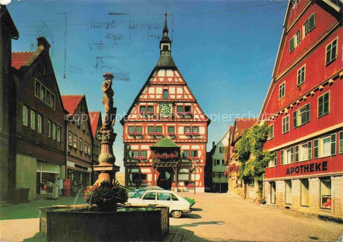 Besigheim Brunnen Rathaus Apotheke Altstadt Fachwerkhaeuser
