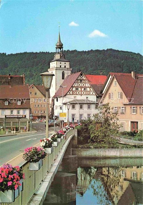 Kuenzelsau Kocherbruecke und ev. Kirche