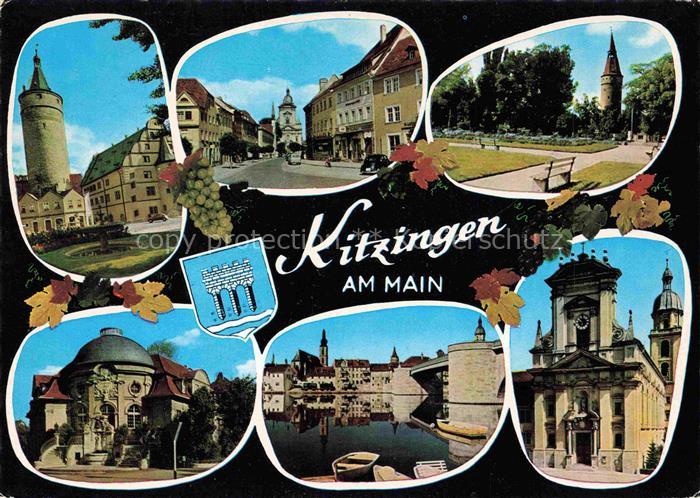 Kitzingen Main Schlossturm Strassenpartie Park Mainpartie Museum