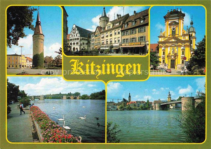 Kitzingen Main Falterturm Marktplatz Ev Kirche Mainpromenade Mainpartie