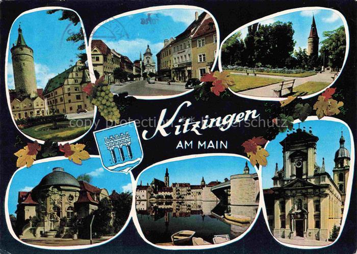 Kitzingen Main Rathaus Luitpoldbad Park Falterturm Mainpartie Kirche