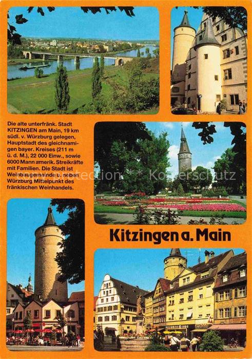 Kitzingen Main Mainpartie Schloss Turm Marktplatz Park