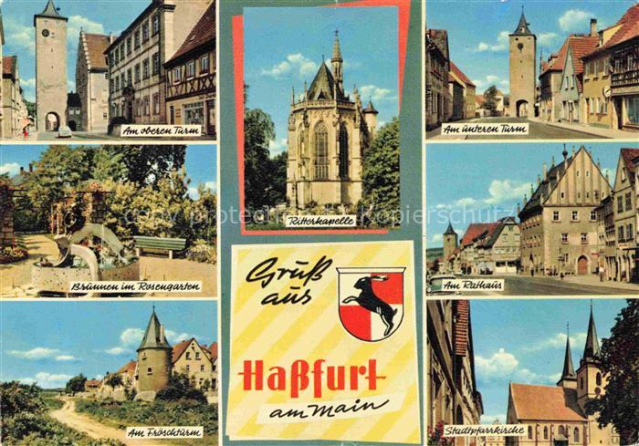 Hassfurt Main Bayern Oberer Turm Brunnen im Rosengarten Ritterkapelle Unterer Tu