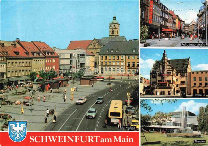 SCHWEINFURT Main Marktplatz Fussgaengerzone Rathaus Theater