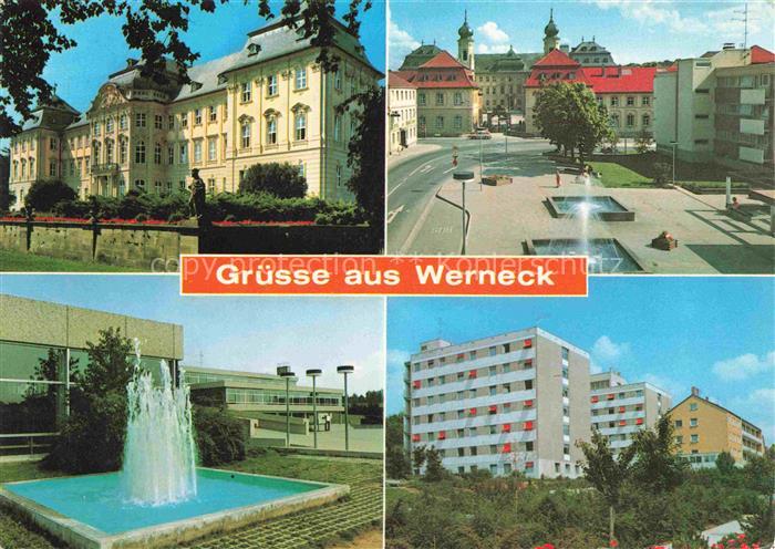 Werneck Schweinfurt Bayern Schloss Springbrunnen Platz Wohnhochhaus