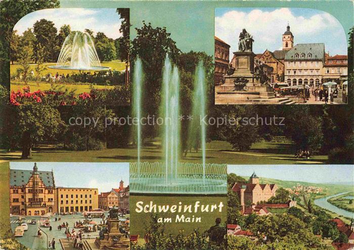 SCHWEINFURT Main Park Fontaene Marktplatz Panorama Mainpartie