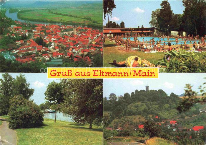Eltmann Mainpartie Schwimmbad Panorama Burgturm