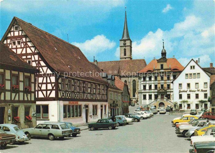 Iphofen Marktplatz Rathaus Kirche
