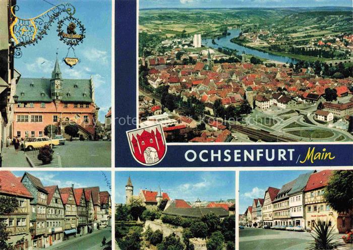 Ochsenfurt Main Rathaus Fliegeraufnahme Strassenpartien Kirche