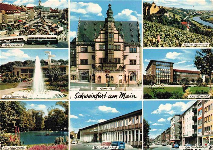 SCHWEINFURT Main Marktplatz Sommerbad Rathaus Schloss Mainberg Kugelfischer Im S