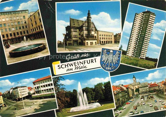 SCHWEINFURT Main Brunnen Rathaus Stadtplatz Hochhaus Parkfontaene Marktplatz