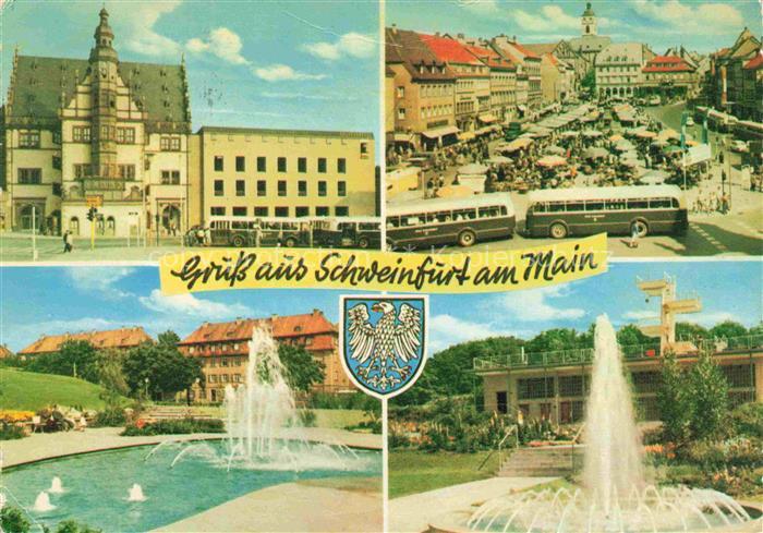 SCHWEINFURT Main Rathaus Marktplatz Park Fontaene Schwimmbad