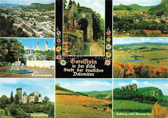 Gerolstein Rheinland-Pfalz Panorama Brunnenplatz Kasselburg Teilansichten Auberg