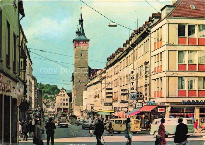 WueRZBURG Bayern Domstrasse mit dem Grafeneckertturm des Rathauses