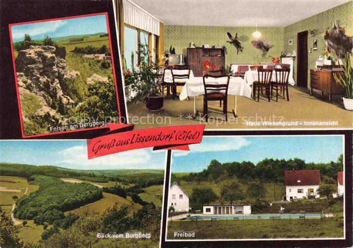Lissendorf Vulkaneifel Rheinland-Pfalz Felsen am Burgberg Haus Wiesengrund Blick