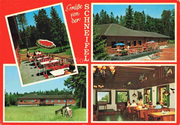 Schnee Eifel Blockhaus Restaurant Schwarzer Mann Terrasse Gastraum Pony