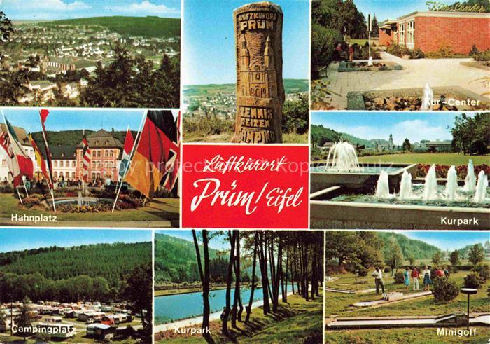Pruem Eifel Rheinland-Pfalz Panorama Hahnplatz Camping Saeule Kurpark Center Min