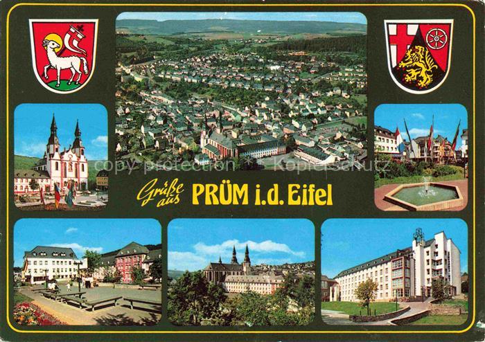 Pruem Eifel Rheinland-Pfalz Kirche Fliegeraufnahme Brunnen Marktplatz Hotel