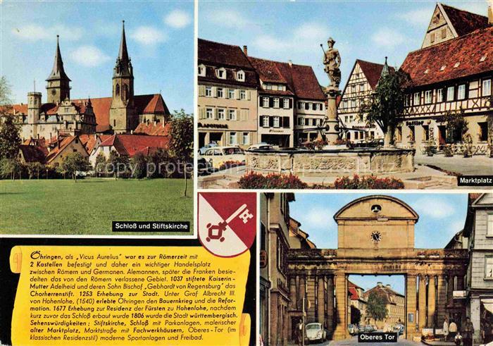 oehringen  Hohenlohe Schloss und Stiftskirche Marktplatz Oberes Tor