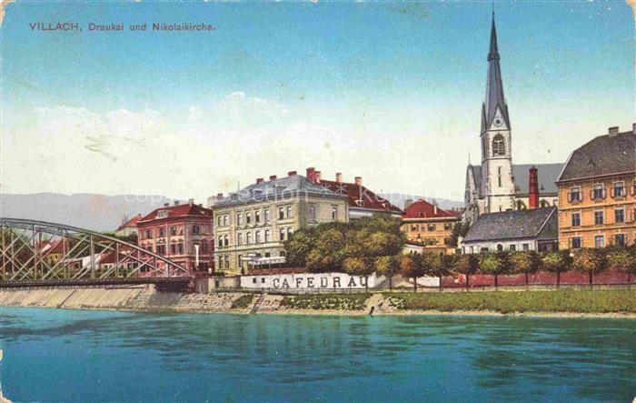 VILLACH Kaernten AT Draukai und Nikolaikirche