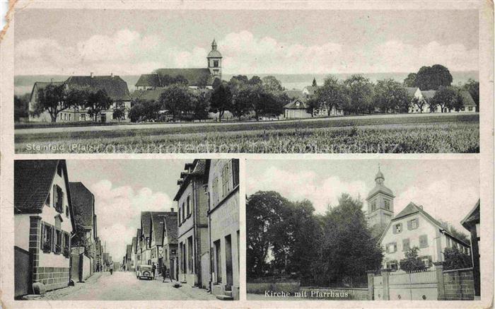 Steinfeld Pfalz Ansicht mit Kirche Hauptstrasse Pfarrhaus