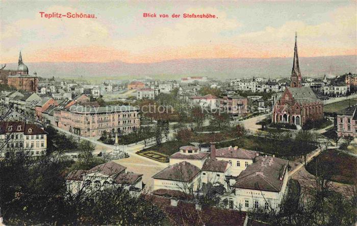Teplitz -Schoenau TEPLICE CZ Panorama Blick von der Stefanshoehe Kirche